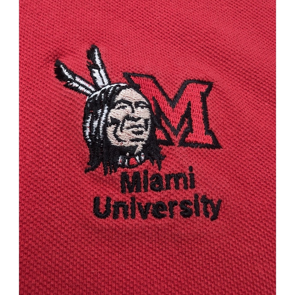 Miami University Ohio Redskins LOGO Vintage Polo Shirt Mens XL Pique Cotton